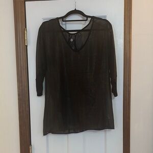 BKE Boutique Black & Gold Sheer Women's Top